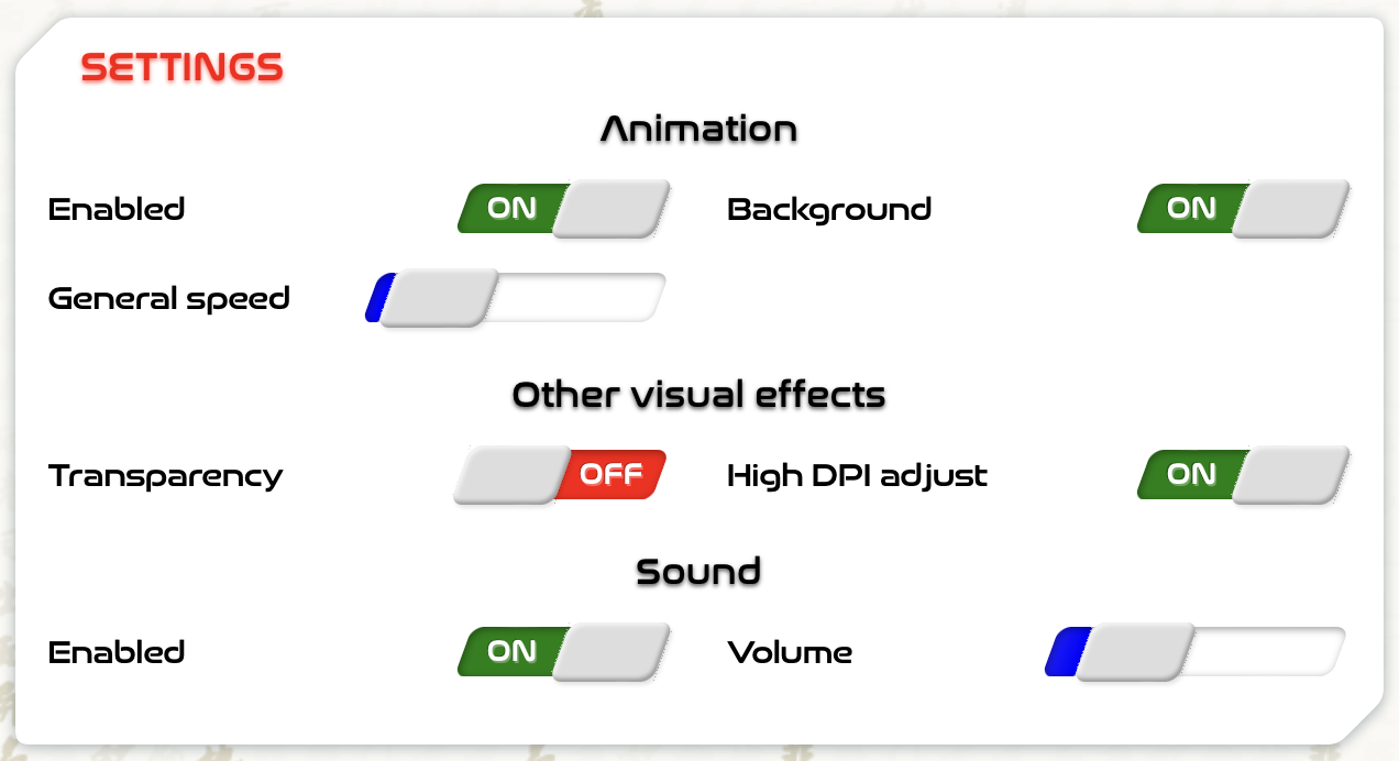 Dual-column settings screen layout